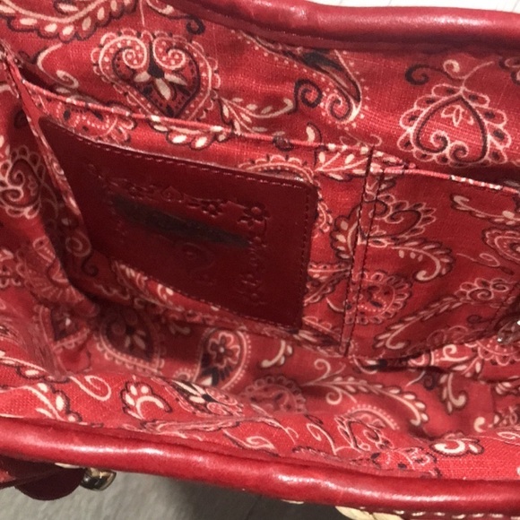 Brighton HandBag With Flowers Red Straw & Leather Tote 13"L x 5"W x 9"H - Picture 12 of 12